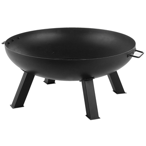 Beliani Fire Pit Heater Black Steel Low Bowl Shape Outdoor Garden Material:Steel Size:76x35x76