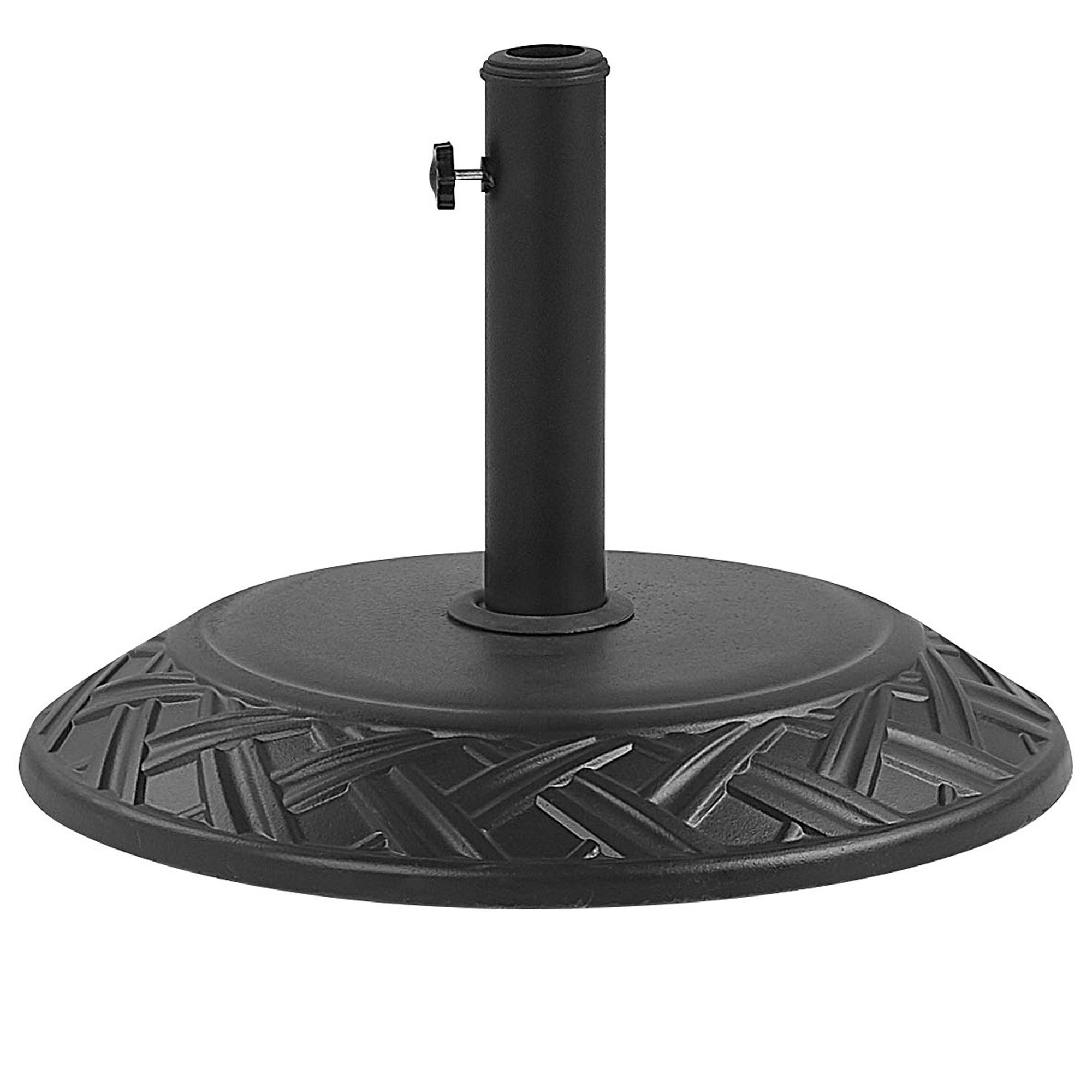 Beliani Parasol Base Black Concrete 23 kg Round Outdoor Umbrella Stand All Weather 3 Pole Adapters