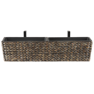 Beliani Plant Pot Brown Water Hyacinth Weave Rectangular 80 x 20 cm Synthetic with Drain holes Material:Water Hyacinth Size:18x20x80