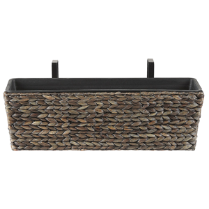 Beliani Plant Pot Brown Water Hyacinth Weave Rectangular 60 x 20 cm Synthetic with Drain holes Material:Water Hyacinth Size:18x20x60