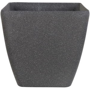 Beliani Plant Pot Planter Solid Dark Grey Stone Mixture Polyresin Square 34 x 34 cm UV Resistant Material:Polyresin Size:34x34x34