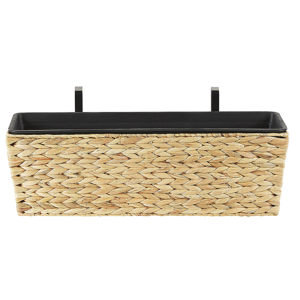 Beliani Plant Pot Beige Water Hyacinth Weave Rectangular 60 x 20 cm Synthetic with Drain holes Material:Water Hyacinth Size:18x20x60