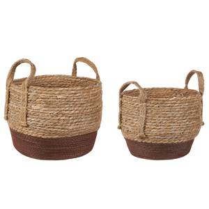 Beliani Set of 2 Plant Baskets Natural Seagrass Planter Pots Indoor Use Boho Style Material:Seagrass Size:30/25x23/19x30/25