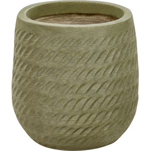 Beliani Plant Pot Green Fibre Clay ⌀ 19 cm Round Outdoor Flower Pot Embossed Pattern Material:Fibre Clay Size:19x22x19