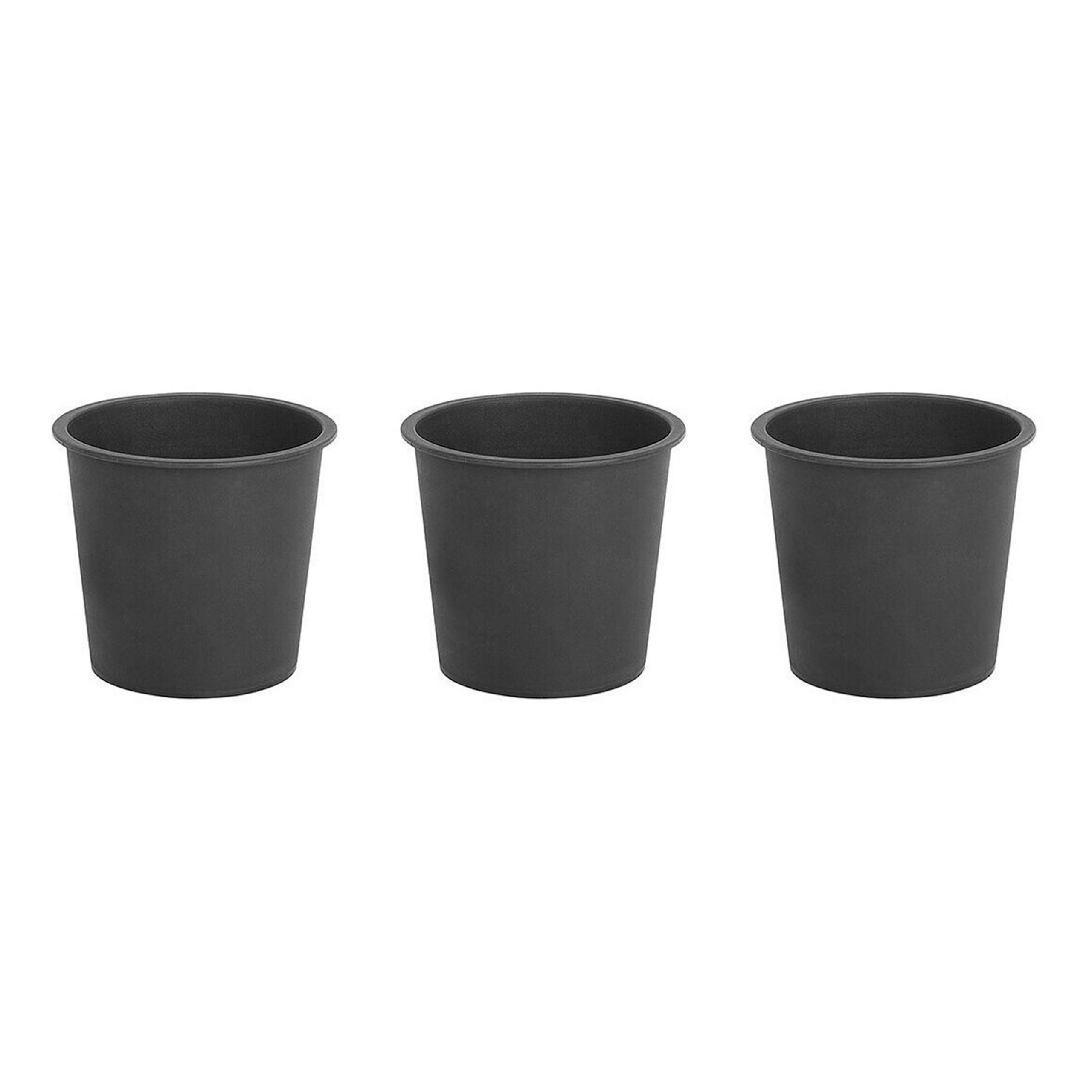 Beliani Set of 3 Black Round Plant Pot Inserts Black Synthetic 16 cm