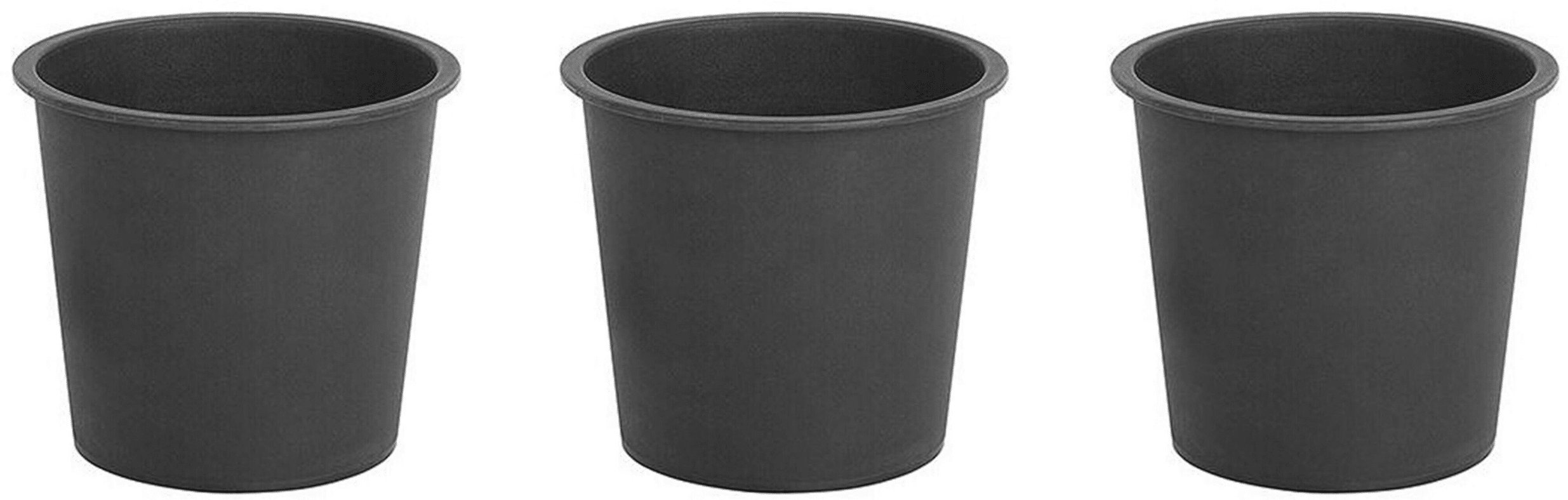 Beliani Set of 3 Black Round Plant Pot Inserts Black Synthetic 30 cm