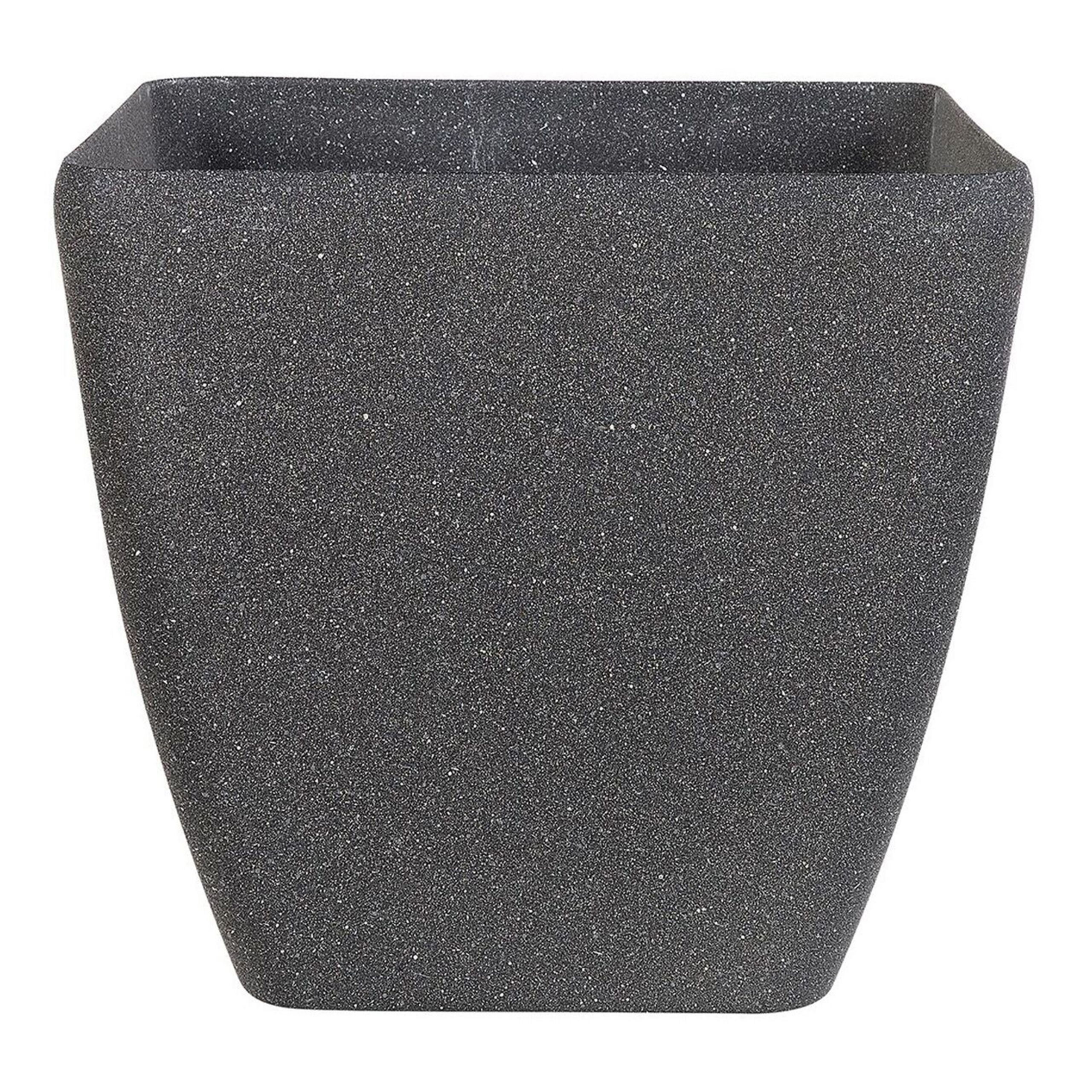 Beliani Plant Pot Planter Solid Dark Grey Stone Mixture Polyresin Square 34 x 34 cm UV Resistant