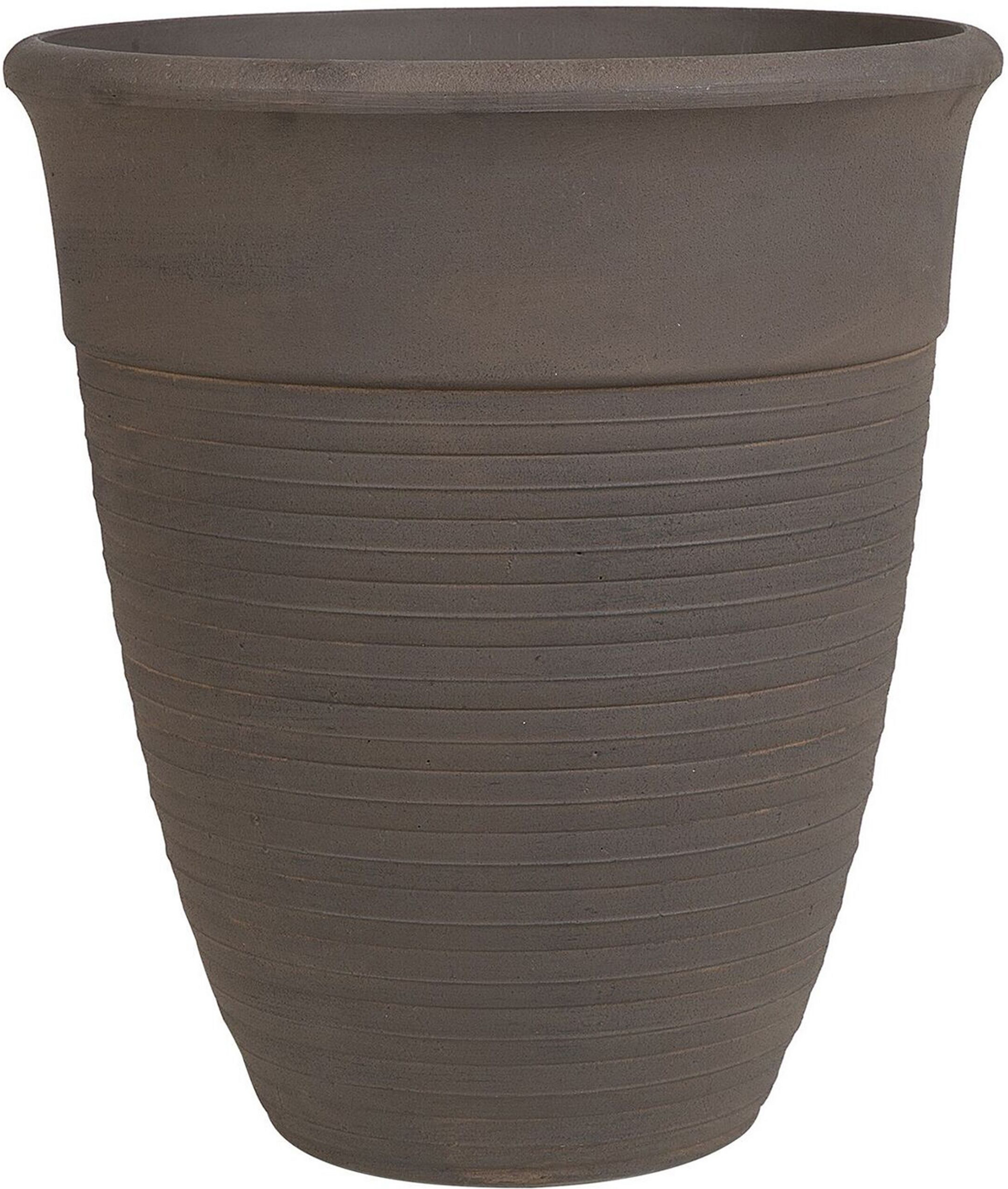 Beliani Plant Pot Planter Solid Brown Stone Mixture Polyresin Square ø 43 cm All-Weather