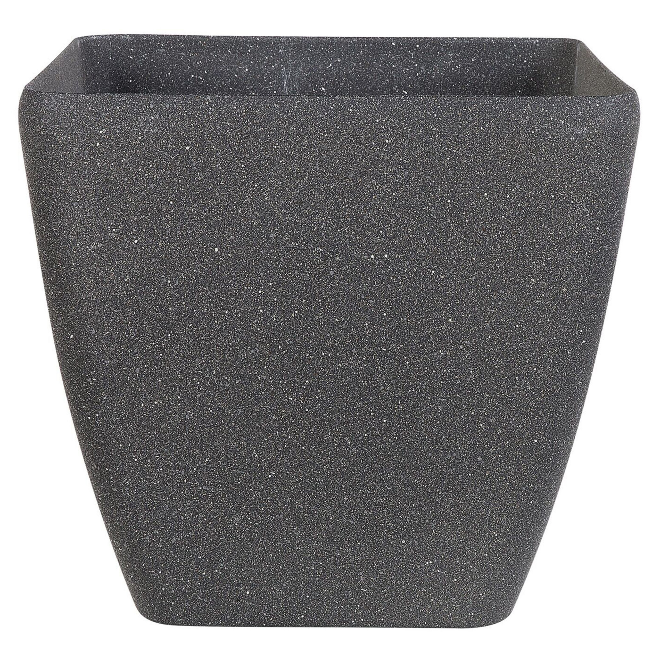 Beliani Plant Pot Planter Solid Dark Grey Stone Mixture Polyresin Square 42 x 42 cm UV Resistant