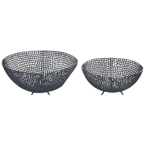 Beliani Decorative Bowl Black Metal Round Accent Accessories  Bowl Openwork Design Material:Aluminium Size:38/45x17/21x38/45