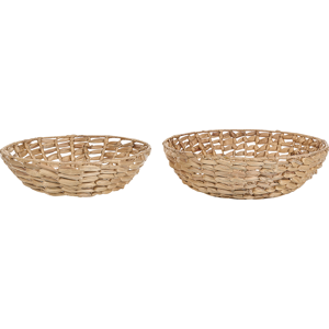 Beliani Set of 2 Decorative Bowls Light Water Hyacintl Round Woven Boho Home Accessory Material:Water Hyacinth Size:35/40x9/11x35/40