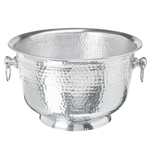 Beliani Decorative Bowl Silver Hammered Metal Glamour Handmade Handles for Drinks Dining Room Material:Aluminium Size:37x23x37