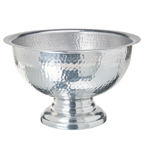 Beliani Decorative Bowl Silver Hammered Metal Glamour Handmade for Drinks Food Dining Room Material:Aluminium Size:36x22x36