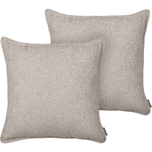 Beliani Set of 2 Scatter Cushions Beige Teddy Fabric Throw Pillows Solid Pattern Material:Polyester Size:45x10x45