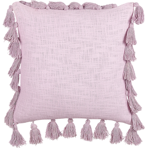 Beliani Decorative Cushion Pink Cotton 45 x 45 cm with Tassels Modern Boho Decor Accessories Material:Cotton Size:45x10x45