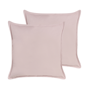 Beliani Set of 2 Decorative Scatter Cushions Pink Velvet 60 x 60 cm Polyester Cotton Plain Solid Colour Accent Piece Modern Minimalist  Material:Velvet Size:60x4x60
