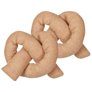 Beliani Set of 2 Cushions Light Brown 172 x 14 cm Teddy Fabric Throw Pillows Decorative Soft Filling Multiple Shapes Accessories Living Room Bedroom Material:Faux Fur Size:14x14x172