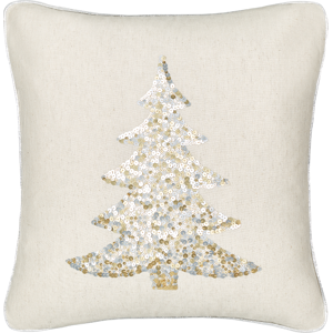 Beliani Scatter Cushion Beige 45 x 45 cm Christmas Tree Pattern Cotton Removable Covers Living Room Bedroom Material:Cotton Size:45x6x45