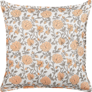 Beliani Scatter Cushion Multicolour Cotton Flower Pattern 45 x 45 cm Decorative Tassels Removable Cover Decor Accessories Material:Cotton Size:45x10x45