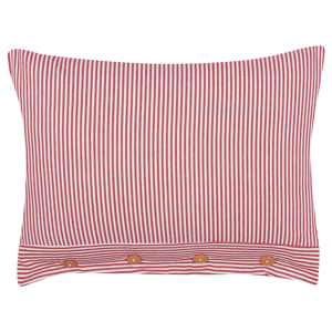 Beliani Decorative Cushion Red and White Cotton 40 x 60 cm Striped Pattern Buttons Retro Décor Accessories Bedroom Living Room Material:Cotton Size:40x12x60