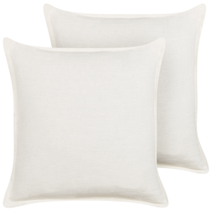 Beliani Set of 2 Scatter Cushions White 45 x 45 cm Decorative Throw Pillows Removable Covers Zipper Closure Basic Traditional Style Material:Linen Size:45x10x45