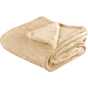 Beliani Blanket Sand Beige Faux Fur 125 x 150 cm Teddy Bear Soft Fluffy Decorative Throw Cover Home Accessory Material:Polyester Size:x0.5x125