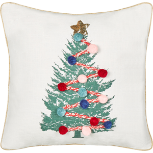 Beliani Scatter Cushion White 45 x 45 cm Christmas Tree Pattern Cotton Removable Covers Living Room Bedroom Material:Cotton Size:45x6x45