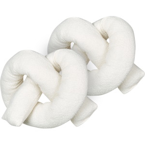 Beliani Set of 2 Cushions White 172 x 14 cm Teddy Fabric Throw Pillows Decorative Soft Filling Multiple Shapes Accessories Living Room Bedroom Material:Faux Fur Size:14x14x172