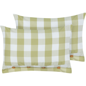 Beliani Set of 2 Scatter Cushions Green Fabric 40 x 60 cm Checked Pattern Cottage Style Textile Material:Polyester Size:60x12x40