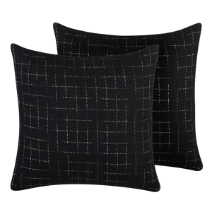 Beliani Set of 2 Decorative Cushions Black Square Net Pattern 45 x 45 cm Geometric Minimalist Modern Decor Accessories Material:Polyester Size:45x12x45