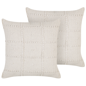 Beliani Set of 2 Decorative Pillows Beige Cotton 45 x 45 cm Geometric Pattern Boho Design Throw Cushions Material:Cotton Size:45x10x45