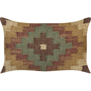 Beliani Scatter Cushion Multicolour Jute and Wool 30 x 50 cm Oriental Pattern Kilim Style Washed Colurs  Material:Jute Size:50x10x30