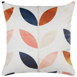 Beliani Decorative Cushion Off-White Velvet 45 x 45 cm Leaf Pattern Boho Decor Accessories Material:Velvet Size:45x10x45