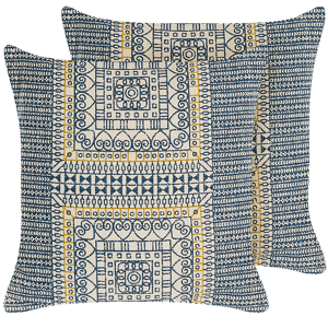 Beliani 2 Decorative Cushions Multicolour Cotton 50 x 50 cm Geometric Pattern Foil Print Boho Decor Accessories Material:Cotton Size:50x15x50