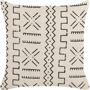 Beliani Decorative Cushion White and Black Cotton 45 x 45 cm Geometric Pattern Foil Print Boho Decor Accessories Material:Cotton Size:45x10x45