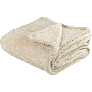 Beliani Blanket Beige Faux Fur 125 x 150 cm Teddy Bear Soft Fluffy Decorative Throw Cover Home Accessory Material:Polyester Size:x0.5x125