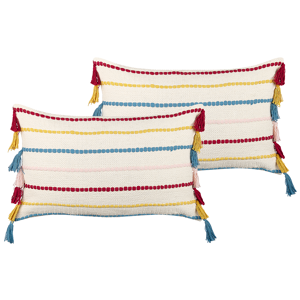 Beliani Decorative Cushions Multicolour 40 x 60 cm Striped Pattern Retro Vintage Throw Accessory Material:Cotton Size:60x14x40