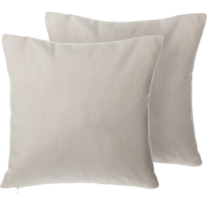 Beliani Set of 2 Decorative Cushions Beige Linen Studded 45 x 45 cm Rivets Minimalist Modern Decor Accessories Material:Polyester Size:45x12x45