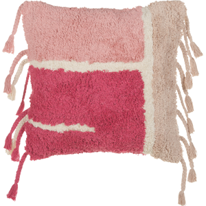 Beliani Cotton Tufted Scatter Cushion with Tassels Boho Style 45 x 45 cm Pink Decor Accessories Material:Cotton Size:45x14x45