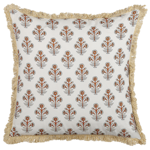 Beliani Scatter Cushion Cotton Flower Pattern 45 x 45 cm Decorative Tassels Removable Cover Decor Accessories Material:Cotton Size:45x10x45