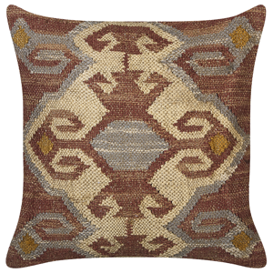 Beliani Scatter Cushion Multicolour Jute Cotton 45 x 45 cm Geometric Pattern Handmade Removable Cover with Filling Material:Jute Size:45x10x45