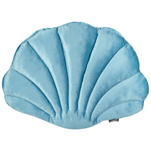 Beliani Seashell Scatter Cushion Light Blue Velvet Scallop Shape Throw Pillow Decoration Marine Theme Textiles Material:Velvet Size:35x6x47