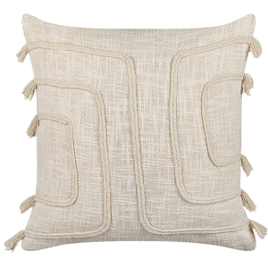 Beliani Decorative Cushion Beige 45 x 45 cm Absract Pattern Square Home Accessory Material:Cotton Size:45x14x45