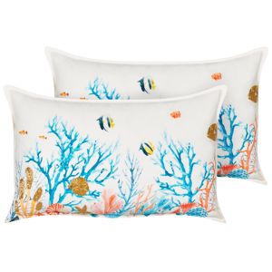 Beliani Set of 2 Scatter Cushions Multicolour Cotton 30 x 50 cm Marine Pattern Rectangular Polyester Filling Home Accessories Material:Cotton Size:50x6x30