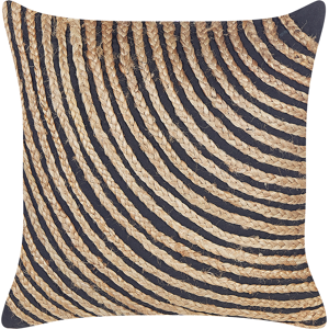 Beliani Decorative Cushion Beige and Black Cotton  45 x 45 cm Braided Jute Boho Decor Accessories Material:Jute Size:45x10x45