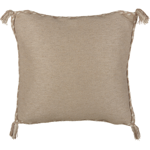 Beliani Decorative Cushion Beige Jute 45 x 45 cm Woven Removable with Zipper Decorative Tassels Boho Decor Accessories Material:Jute Size:45x10x45