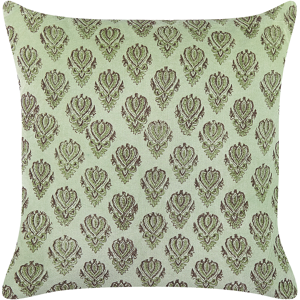 Beliani Decorative Cushion Green Velvet and Cotton 45 x 45 cm Floral Pattern Block Printed Boho Decor Accessories Material:Velvet Size:45x10x45