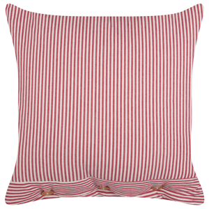Beliani Decorative Cushion Red and White Cotton 45 x 45 cm Striped Pattern Buttons Retro Décor Accessories Bedroom Living Room Material:Cotton Size:45x12x45