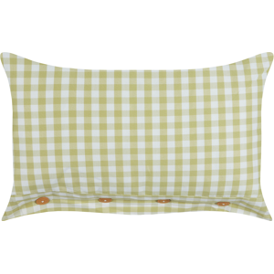 Beliani Decorative Cushion Olive Green and White Chequered Pattern 40 x 60 cm Buttons Modern Décor Accessories Bedroom Living Room Material:Polyester Size:60x12x40