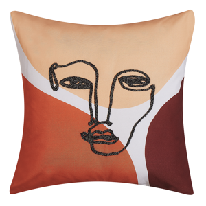 Beliani Decorative Cushion Multicolour Face Motif 45 x 45 cm Modern Décor Rubdekia Material:Polyester Size:45x6x45